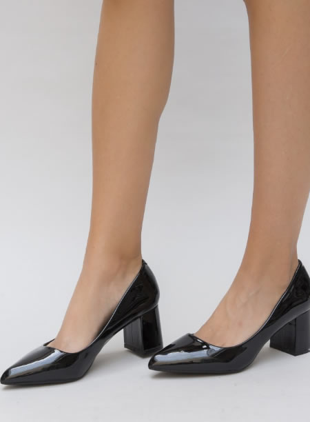 Pantofi Dama Negri Cu Toc Gros Mediu