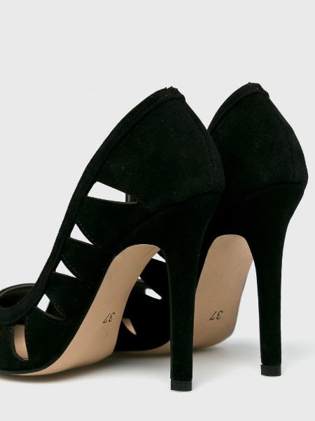 Pantofi Stiletto Decupati Negri Eleganti